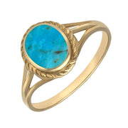 18ct Yellow Gold Turquoise Rope Edge Ring, R007