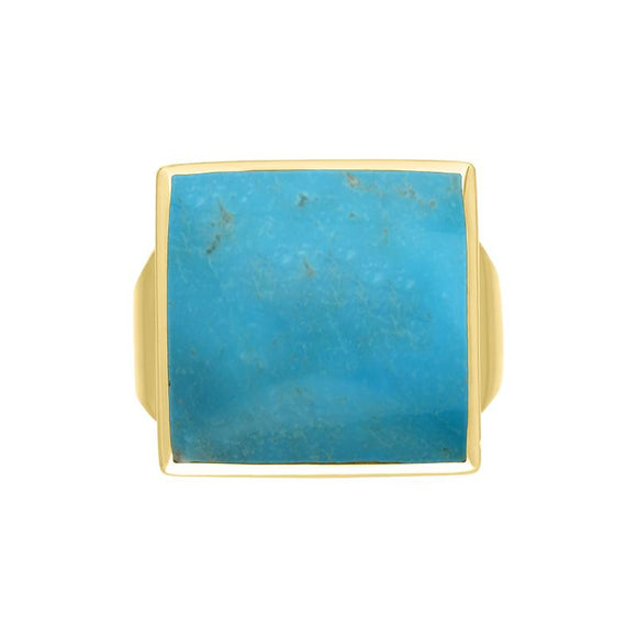 18ct Yellow Gold Turquoise Small Square Ring, R603_3