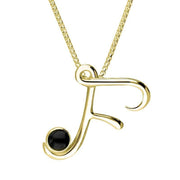 18ct Yellow Gold Whitby Jet Love Letters Initial F Necklace, P3453.
