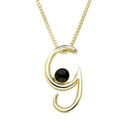 18ct Yellow Gold Whitby Jet Love Letters Initial G Necklace, P3454.