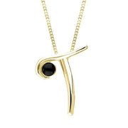 18ct Yellow Gold Whitby Jet Love Letters Initial T Necklace, P3467.