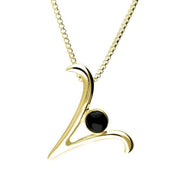 18ct Yellow Gold Whitby Jet Love Letters Initial V Necklace, P3469.