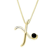 18ct Yellow Gold Whitby Jet Love Letters Initial X Necklace, P3471.