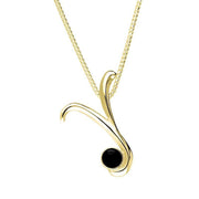 18ct Yellow Gold Whitby Jet Love Letters Initial Y Necklace, P3472.