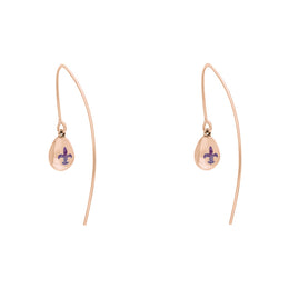 18ct Rose Gold Blue John Fleur De Lis Disc Drop Earrings, E1373.