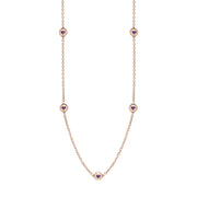 18ct Rose Gold Blue John Heart Link Disc Chain Necklace, N746.