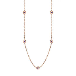 18ct Rose Gold Blue John Heart Link Disc Chain Necklace, N746.