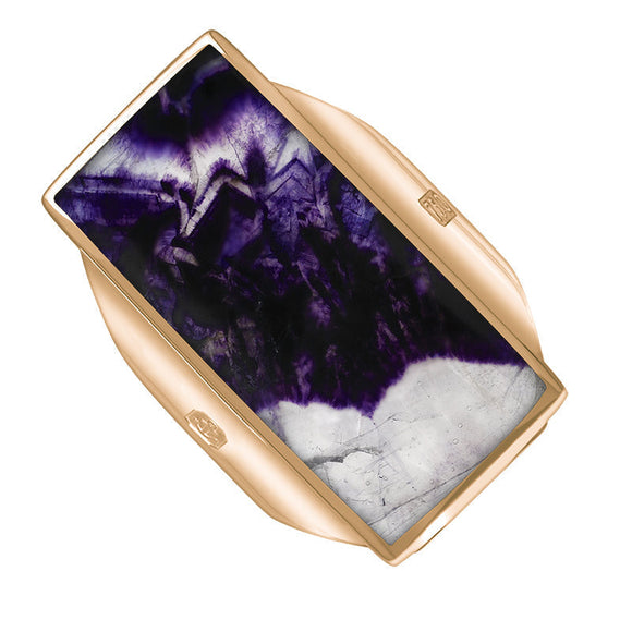 18ct Rose Gold Blue John King's Coronation Hallmark Large Oblong Ring R064 CFH