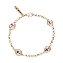 18ct Rose Gold Blue John Oval Cross Detail Four Stone Bracelet, B799.