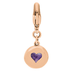 18ct Rose Gold Blue John Round Shaped Heart Clip Charm, G665.