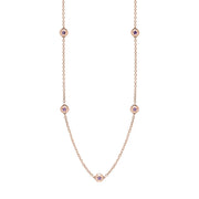 18ct Rose Gold Blue John Star Link Disc Chain Necklace, N744.