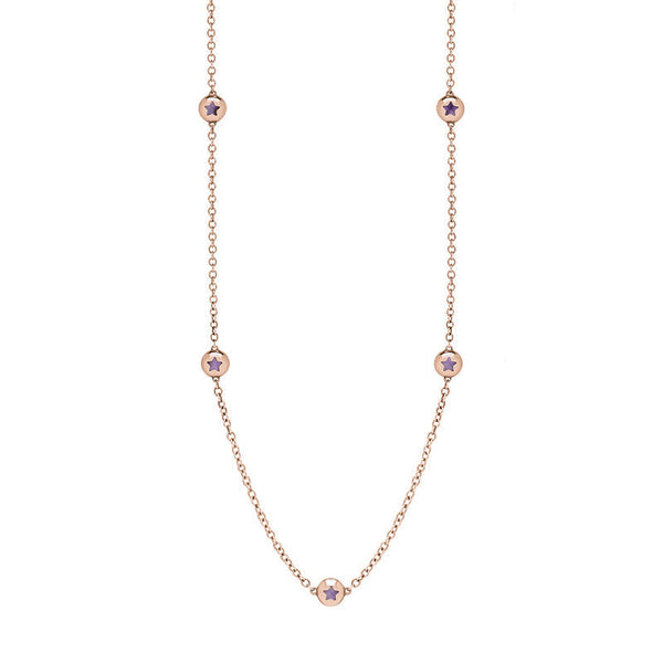 18ct Rose Gold Blue John Star Link Disc Chain Necklace, N744.