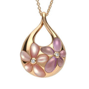 18ct Rose Gold Diamond Mother of Pearl Amethyst Necklace