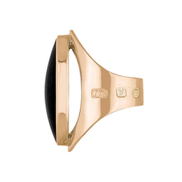 18ct Rose Gold Whitby Jet King's Coronation Hallmark Large Oval Ring R013 CFH