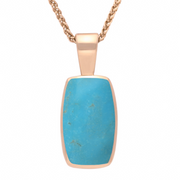 18ct Rose Gold Turquoise Barrel Shaped Necklace, P025.