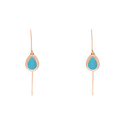 18ct Rose Gold Turquoise Cross Disc Drop Earrings
