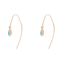 18ct Rose Gold Turquoise Fleur De Lis Disc Drop Earrings