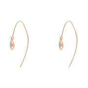 18ct Rose Gold Turquoise Heart Disc Drop Earrings, E1372.