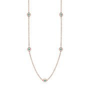 18ct Rose Gold Turquoise Heart Link Disc Chain Necklace, N746.
