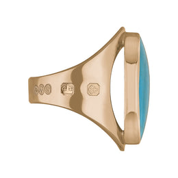 18ct Rose Gold Turquoise King's Coronation Hallmark Medium Oval Ring R012 CFH