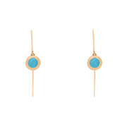 18ct Rose Gold Turquoise Star Disc Drop Earrings, E1371.