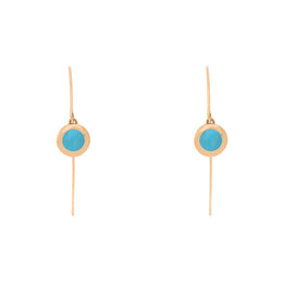 18ct Rose Gold Turquoise Star Disc Drop Earrings, E1371.