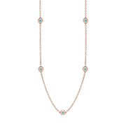 18ct Rose Gold Turquoise Star Link Disc Chain Necklace, N744.