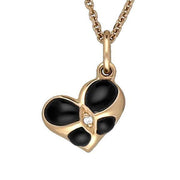 18ct Rose Gold Whitby Jet Diamond Small Heart Necklace