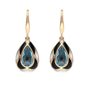 18ct Rose Gold Whitby Jet Diamond Topaz Mother of Pearl Two Piece Set