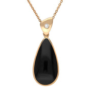18ct Rose Gold Whitby Jet Diamond Pear Drop Necklace, P1017C