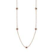18ct Rose Gold Whitby Jet Heart Link Disc Chain Necklace, N746.