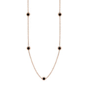 18ct Rose Gold Whitby Jet Heart Link Disc Chain Necklace, N746.