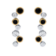 18ct White And Yellow Gold Whitby Jet 0.90ct Diamond Multi Stone Earrings KRG084