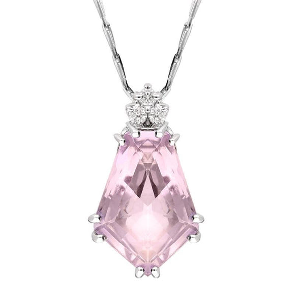 18ct White Gold 10.32ct Kunzite Diamond Necklace UNQKUNZ_D