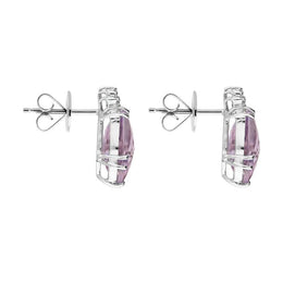 18ct White Gold 6.07ct Amethyst 0.09ct Diamond Stud Earrings SH1AME_DI