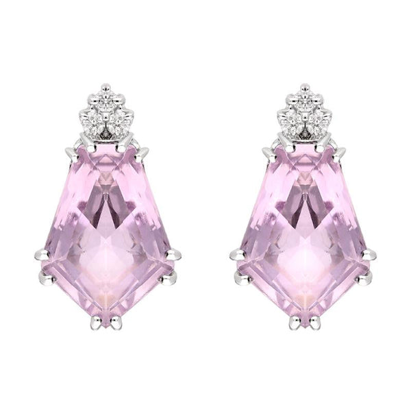 18ct White Gold 6.07ct Amethyst 0.09ct Diamond Stud Earrings SH1AME_DI
