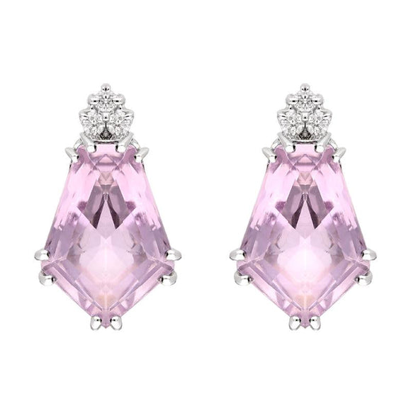 18ct White Gold 6.07ct Amethyst 0.09ct Diamond Stud Earrings SH1AME_DI
