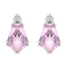 18ct White Gold 6.07ct Amethyst 0.09ct Diamond Stud Earrings SH1AME_DI