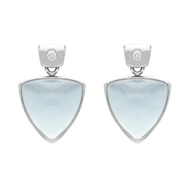 18ct White Gold Aquamarine Diamond Stud Earrings UNIAQUAT