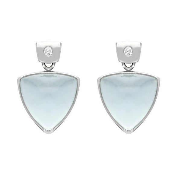 18ct White Gold Aquamarine Diamond Stud Earrings UNIAQUAT