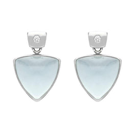 18ct White Gold Aquamarine Diamond Stud Earrings UNIAQUAT