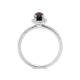 18ct White Gold Blue John 0.27ct Diamond Oval Cluster Ring, R1151.