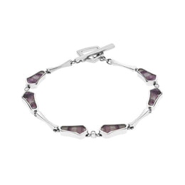 18ct White Gold Blue John Diamond Six Stone Bell Bracelet D