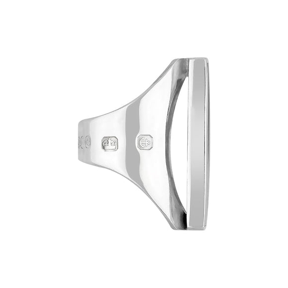 18ct White Gold Blue John King's Coronation Hallmark Large Oblong Ring R064 CFH