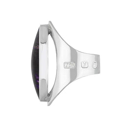 18ct White Gold Blue John King's Coronation Hallmark Large Oval Ring R013 CFH