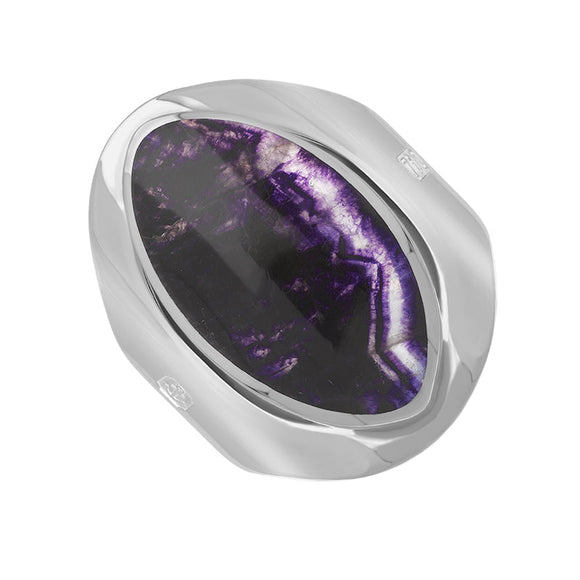 18ct White Gold Blue John King's Coronation Hallmark Medium Oval Ring  R012 CFH