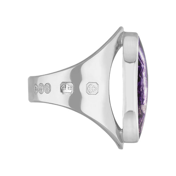 18ct White Gold Blue John King's Coronation Hallmark Medium Oval Ring  R012 CFH