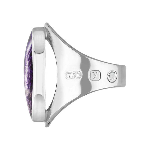 18ct White Gold Blue John King's Coronation Hallmark Medium Oval Ring  R012 CFH