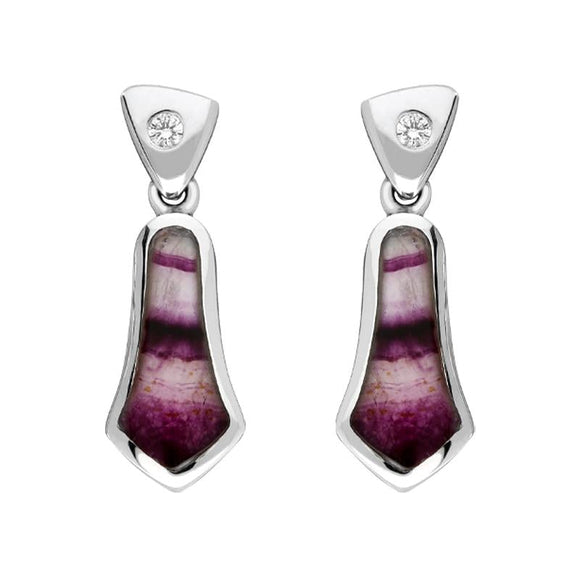 18ct White Gold Blue John and Diamond Bell Shaped Drop Earrings, E737