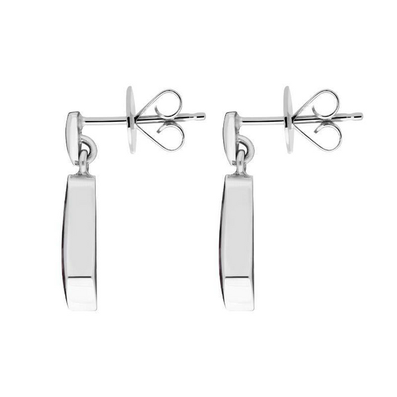 18ct White Gold Blue John and Diamond Bell Shaped Drop Earrings D